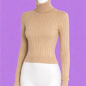 Ardene Women Ribbed Tan Turtleneck